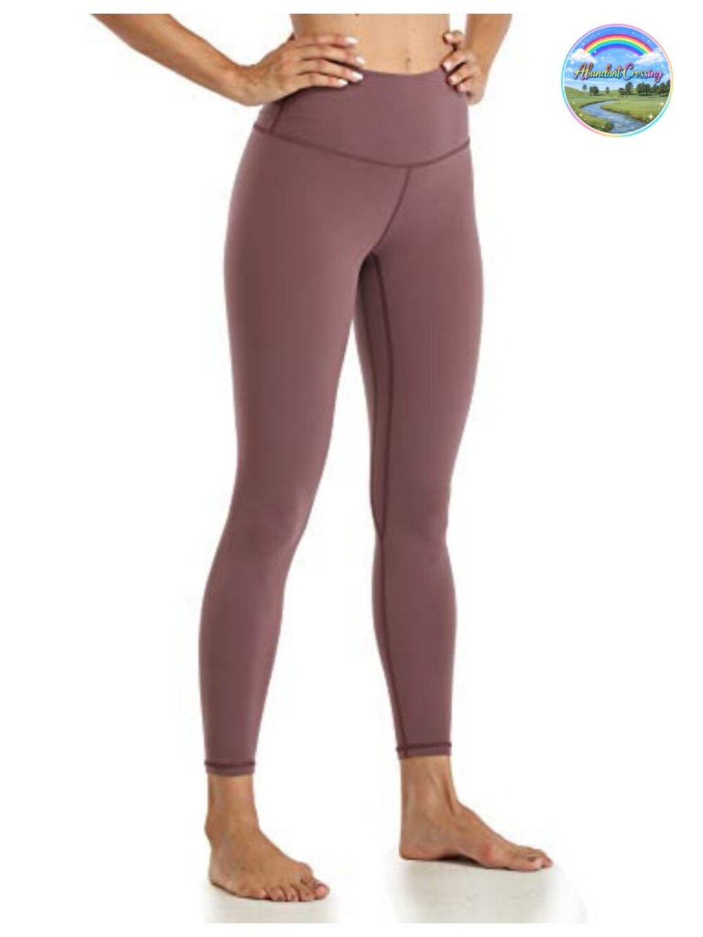High Waisted Yoga Leggings 25" Inseam 7/8 Length Seamless Waistband